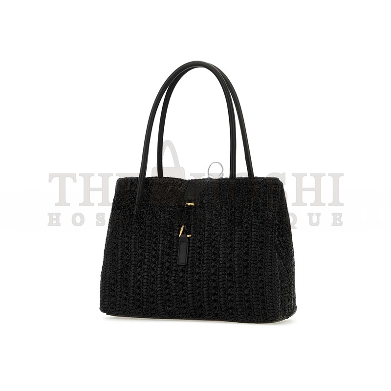 Y51 RAFFIA PANIER RECTANGLE TOTE BLACK 741199GAADO (29*21*9cm) Master Quality